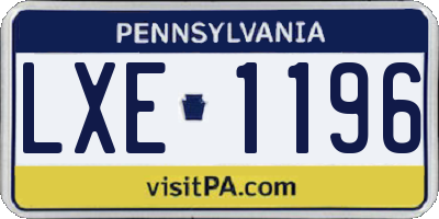 PA license plate LXE1196