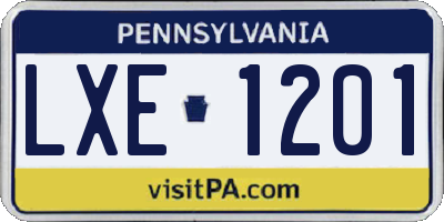 PA license plate LXE1201