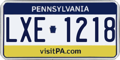 PA license plate LXE1218