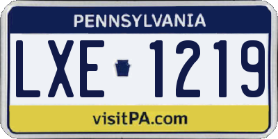 PA license plate LXE1219