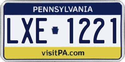 PA license plate LXE1221
