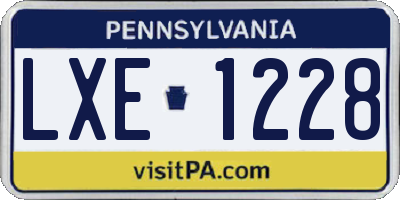 PA license plate LXE1228