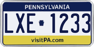 PA license plate LXE1233