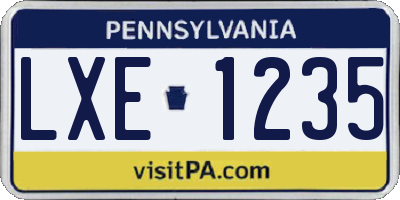 PA license plate LXE1235