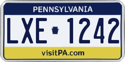 PA license plate LXE1242