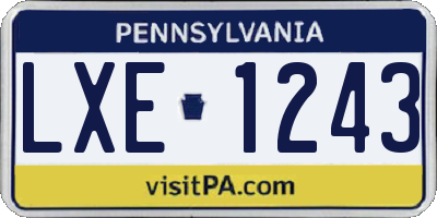 PA license plate LXE1243