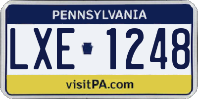 PA license plate LXE1248