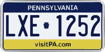 PA license plate LXE1252