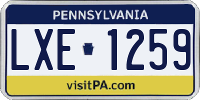 PA license plate LXE1259