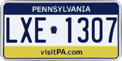 PA license plate LXE1307