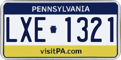 PA license plate LXE1321