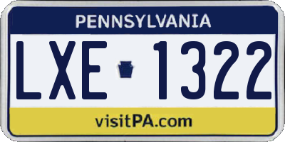 PA license plate LXE1322