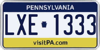 PA license plate LXE1333