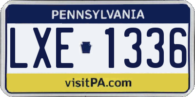PA license plate LXE1336