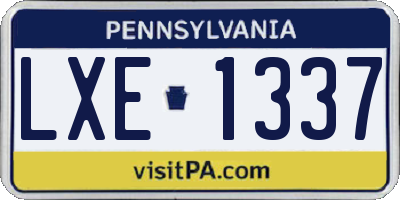PA license plate LXE1337