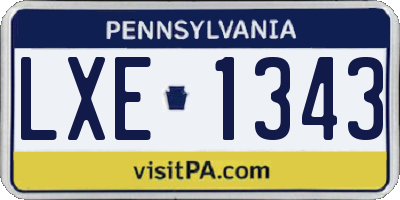 PA license plate LXE1343