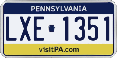 PA license plate LXE1351