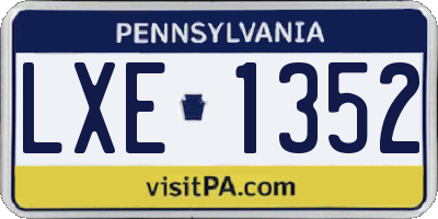 PA license plate LXE1352