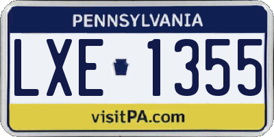 PA license plate LXE1355