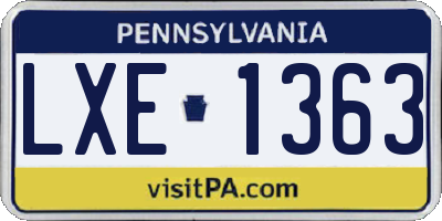 PA license plate LXE1363