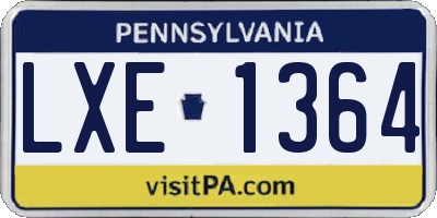 PA license plate LXE1364