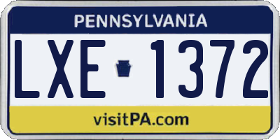 PA license plate LXE1372