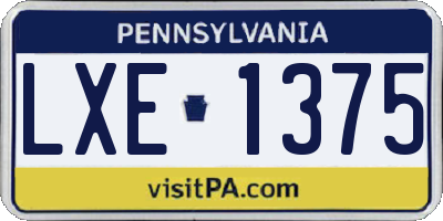PA license plate LXE1375