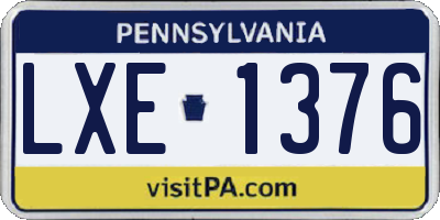 PA license plate LXE1376