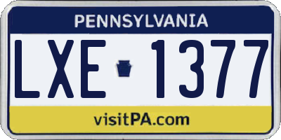 PA license plate LXE1377