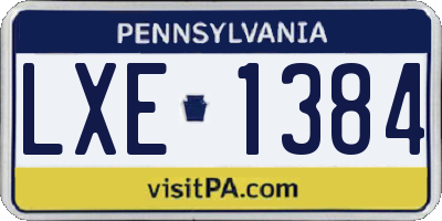 PA license plate LXE1384