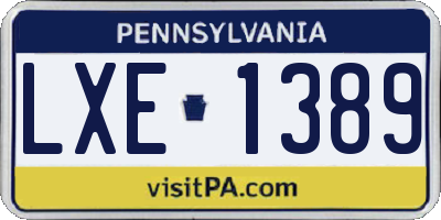 PA license plate LXE1389