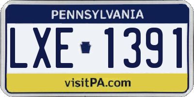 PA license plate LXE1391