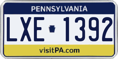 PA license plate LXE1392