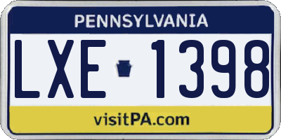 PA license plate LXE1398