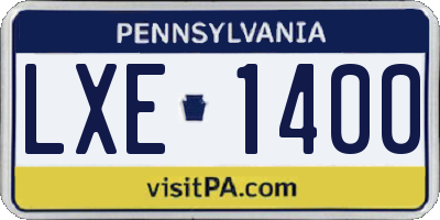 PA license plate LXE1400