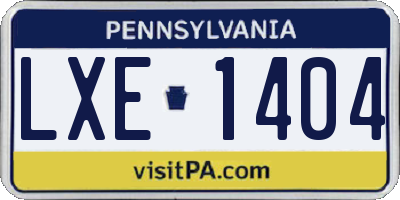 PA license plate LXE1404