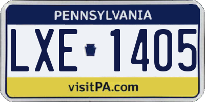 PA license plate LXE1405