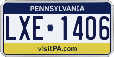 PA license plate LXE1406
