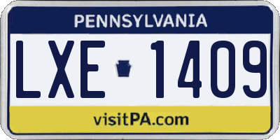 PA license plate LXE1409