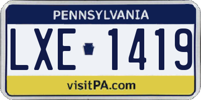 PA license plate LXE1419