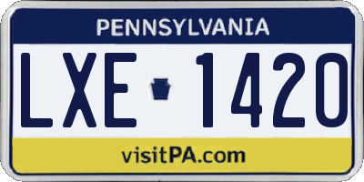 PA license plate LXE1420