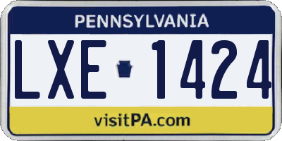 PA license plate LXE1424