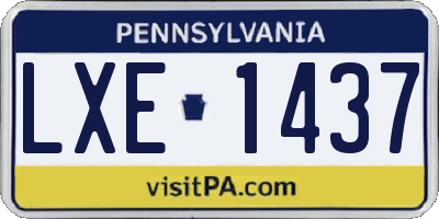 PA license plate LXE1437