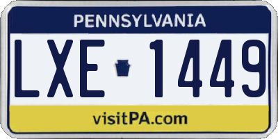 PA license plate LXE1449