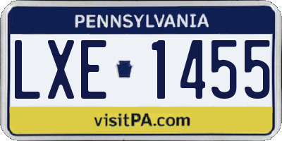 PA license plate LXE1455