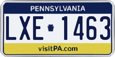 PA license plate LXE1463