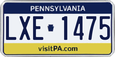 PA license plate LXE1475