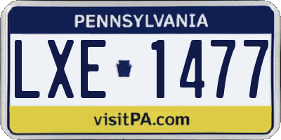 PA license plate LXE1477