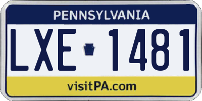 PA license plate LXE1481