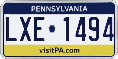 PA license plate LXE1494